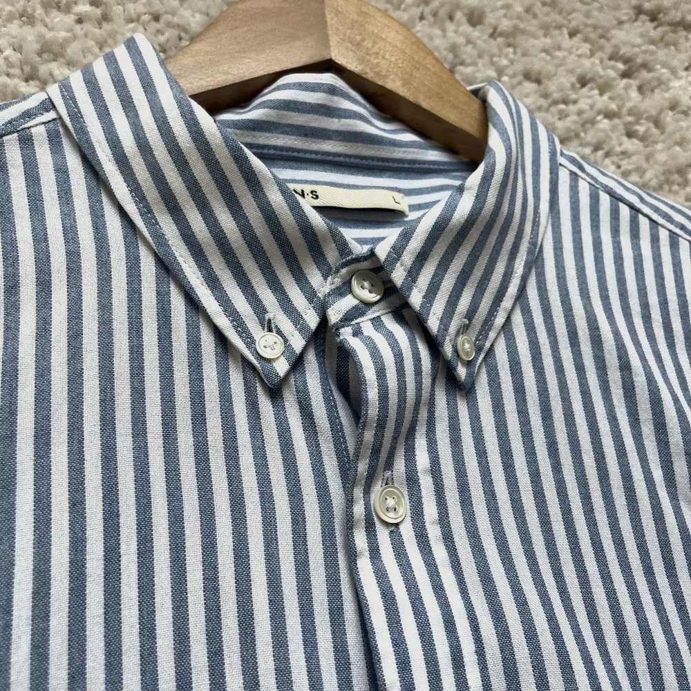 O.N.S Clothing - Men's Blue/White Striped Oxford Shirt - Size Large